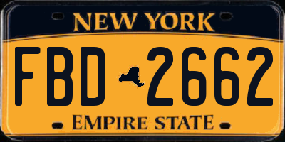NY license plate FBD2662