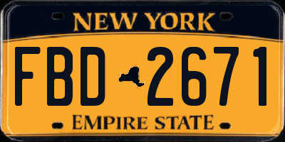 NY license plate FBD2671