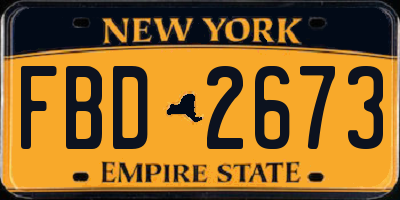 NY license plate FBD2673