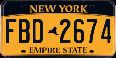 NY license plate FBD2674