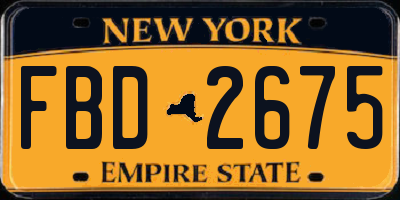 NY license plate FBD2675