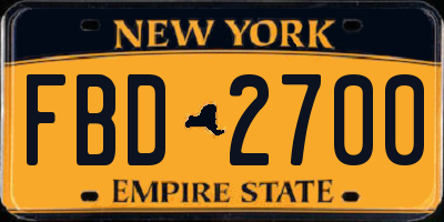 NY license plate FBD2700