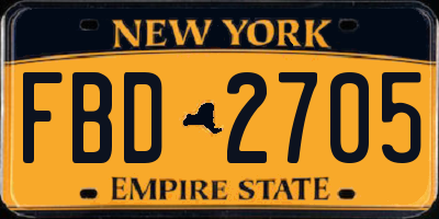 NY license plate FBD2705