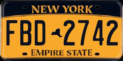 NY license plate FBD2742
