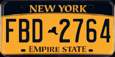 NY license plate FBD2764