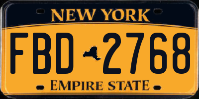 NY license plate FBD2768