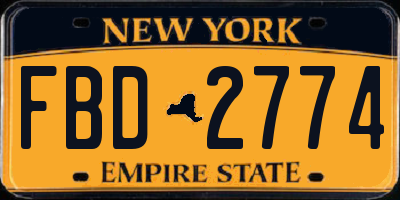 NY license plate FBD2774