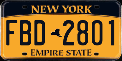 NY license plate FBD2801