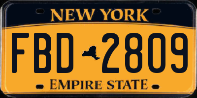 NY license plate FBD2809