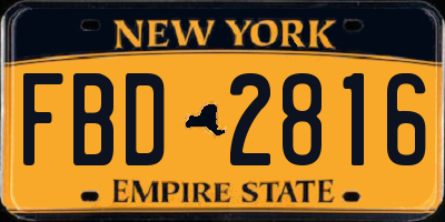NY license plate FBD2816