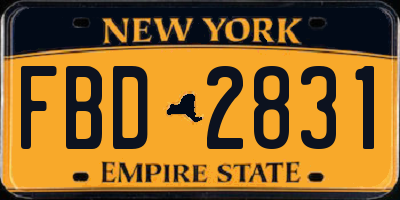 NY license plate FBD2831