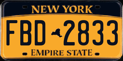 NY license plate FBD2833