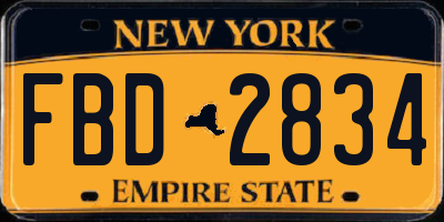 NY license plate FBD2834