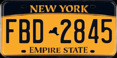 NY license plate FBD2845