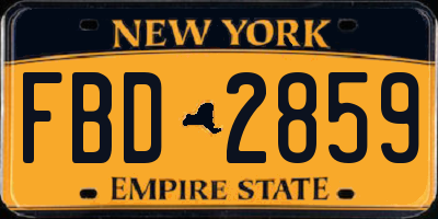 NY license plate FBD2859