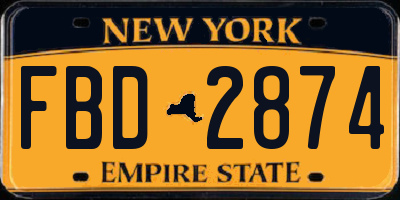 NY license plate FBD2874