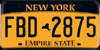 NY license plate FBD2875