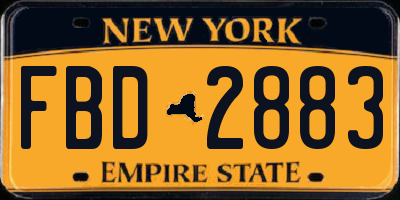 NY license plate FBD2883