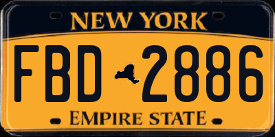 NY license plate FBD2886