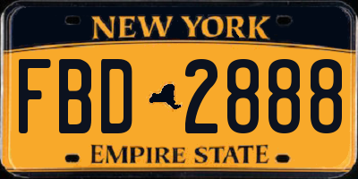 NY license plate FBD2888