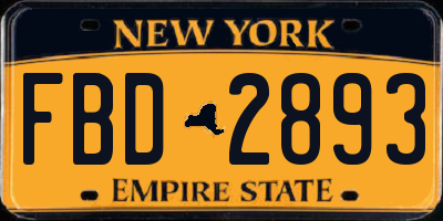 NY license plate FBD2893