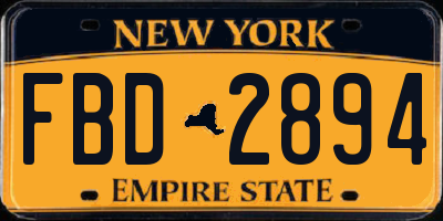 NY license plate FBD2894
