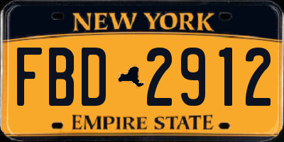 NY license plate FBD2912