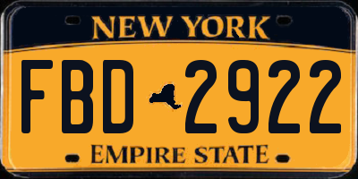 NY license plate FBD2922