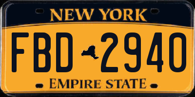 NY license plate FBD2940