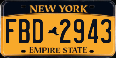 NY license plate FBD2943