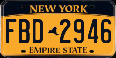 NY license plate FBD2946