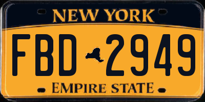 NY license plate FBD2949