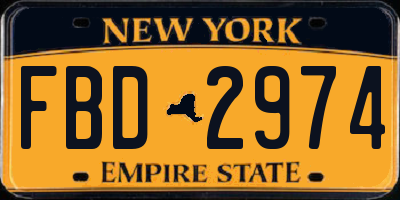 NY license plate FBD2974