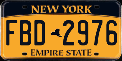 NY license plate FBD2976