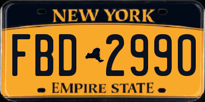 NY license plate FBD2990