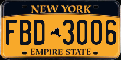 NY license plate FBD3006