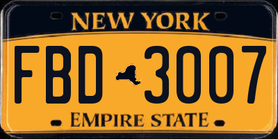 NY license plate FBD3007