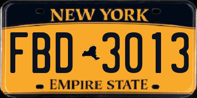 NY license plate FBD3013