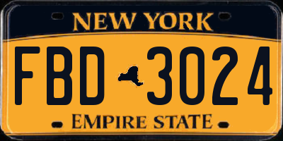NY license plate FBD3024
