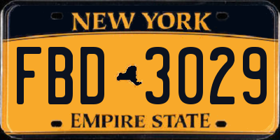 NY license plate FBD3029