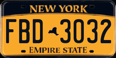 NY license plate FBD3032