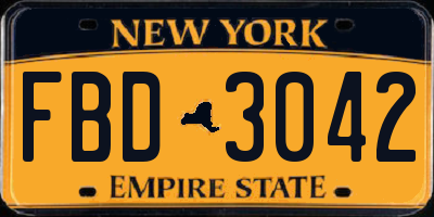 NY license plate FBD3042