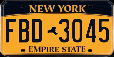 NY license plate FBD3045