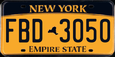 NY license plate FBD3050