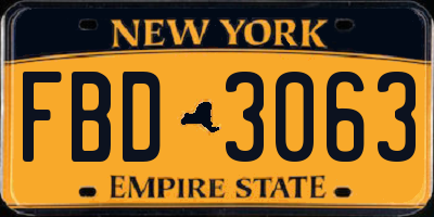 NY license plate FBD3063
