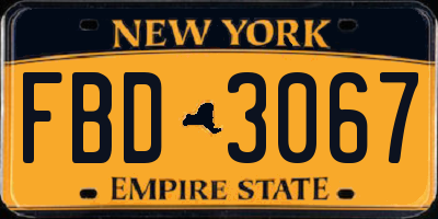 NY license plate FBD3067