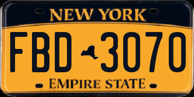 NY license plate FBD3070