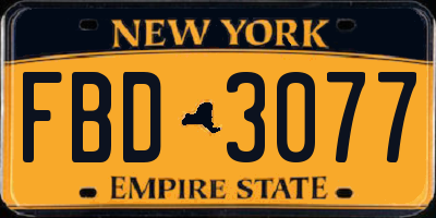 NY license plate FBD3077