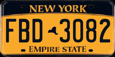 NY license plate FBD3082