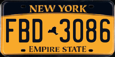 NY license plate FBD3086